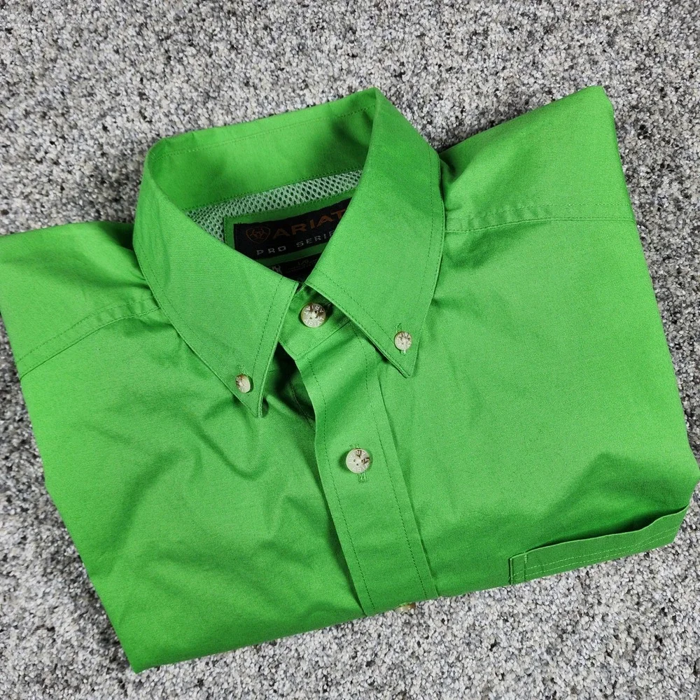 Ariat Button Down Shirt Mens Large Pro Series Green Short Sleeve Western NWOT